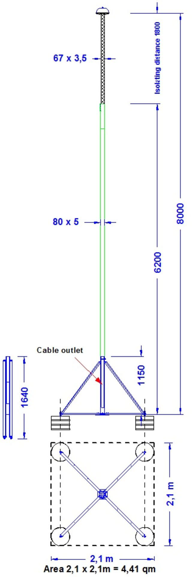 ELIT GUARD-MAST-8M-Ø80-SS-AL-RGF